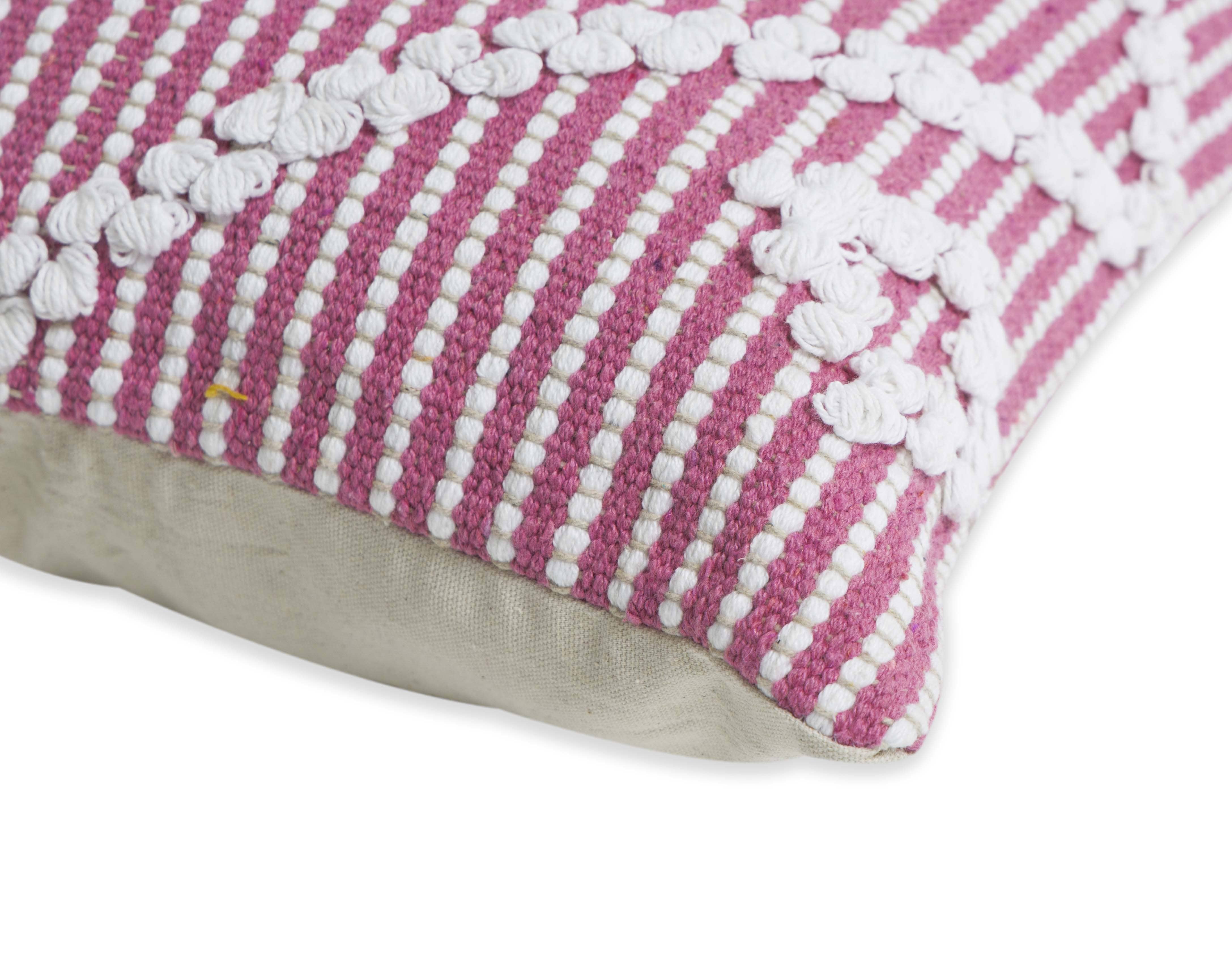 BOHO STYLE COTTON PINK HAND WOVEN CUSHION