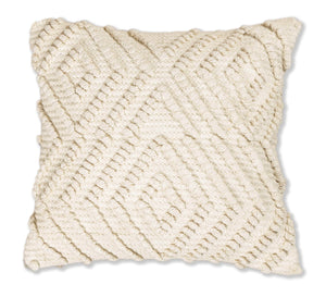 BOHO STYLE COTTON WHITE HAND WOVEN CUSHION