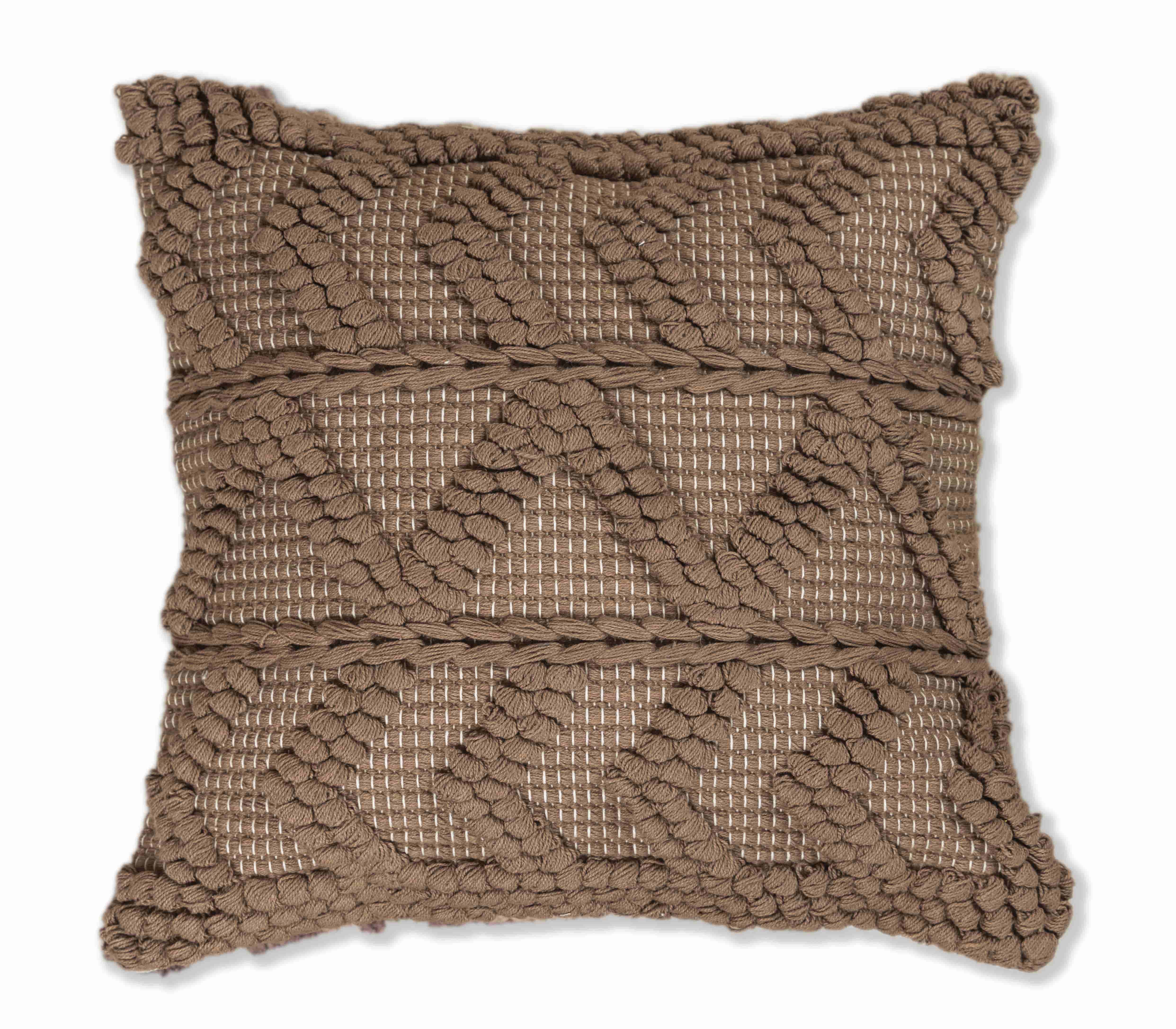 BOHO STYLE COTTON  BROWN HAND WOVEN CUSHION